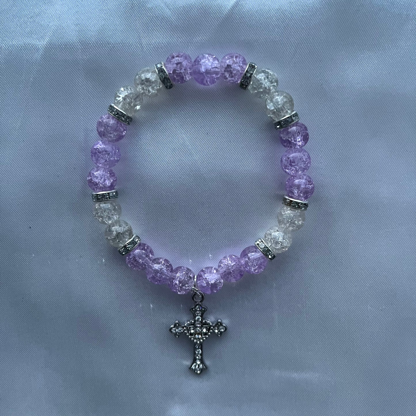 Purple Christ Bracelet Silver