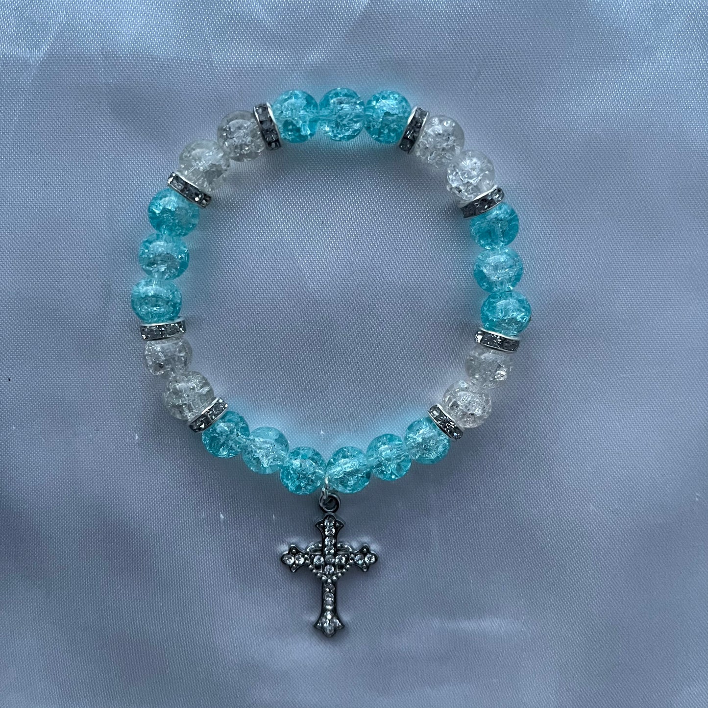 Blue Christ Bracelet Silver