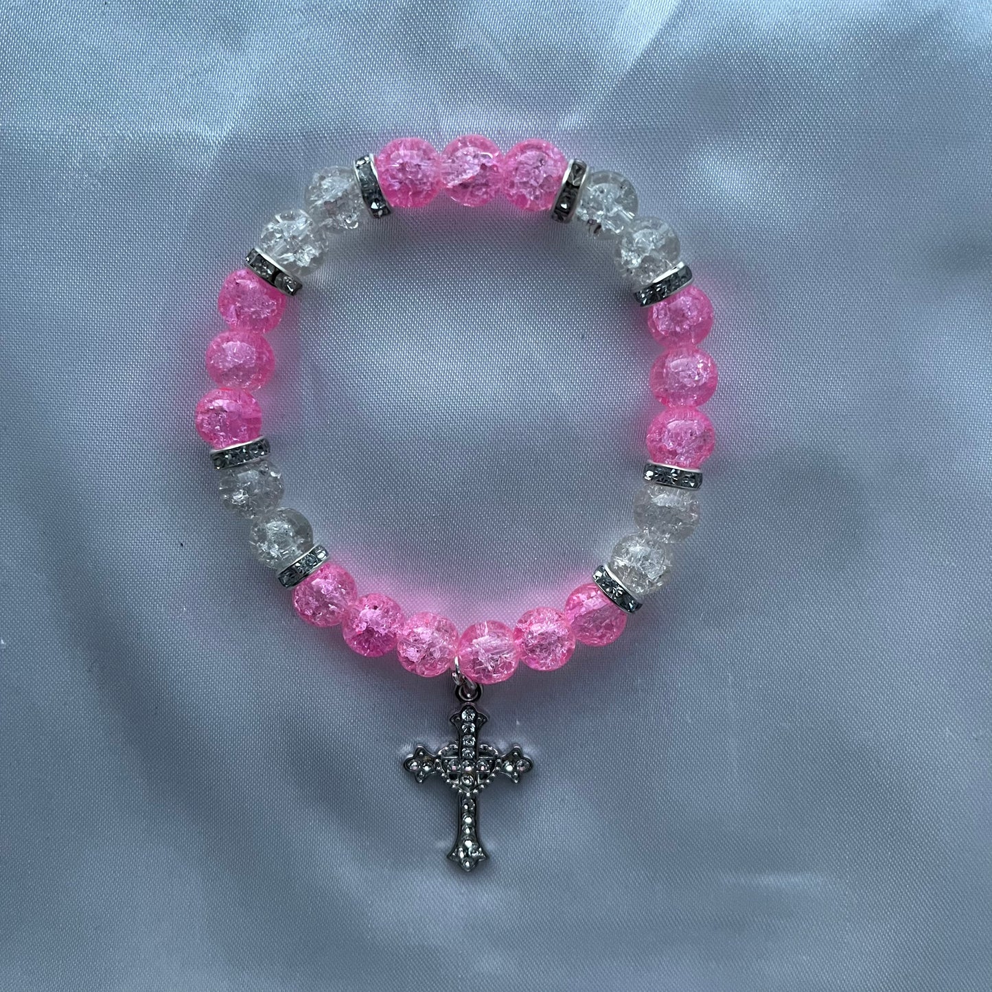 Pink Christ Bracelet Silver